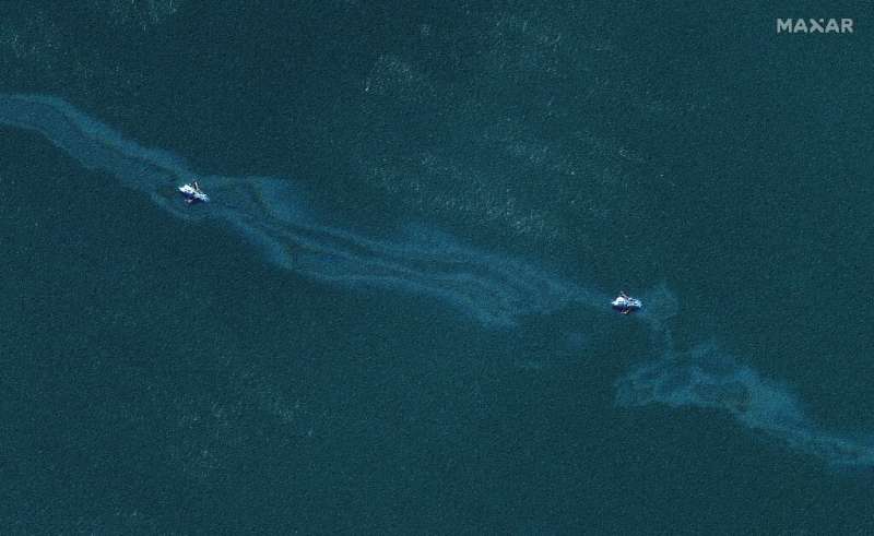 An oil spill in the Gulf of Mexico off Louisiana after Hurricane Ida in 2021